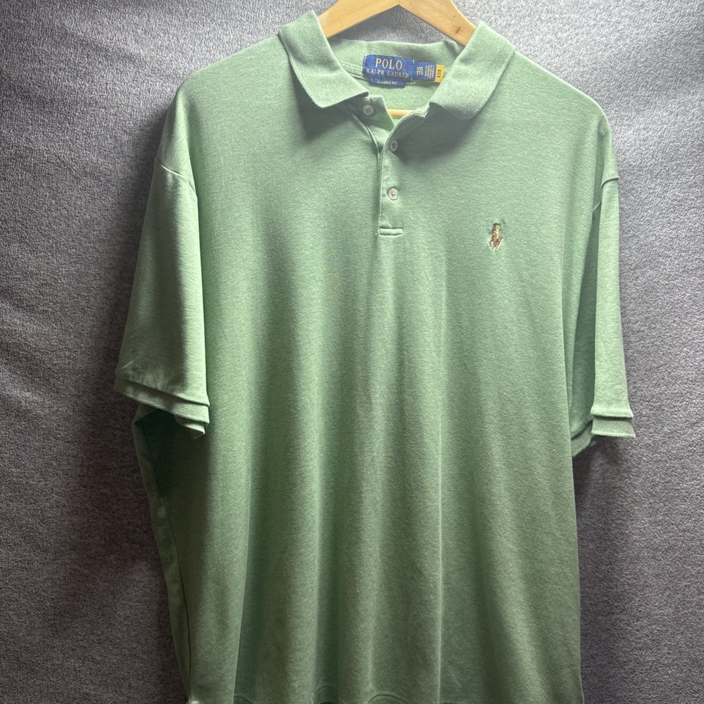 Polo Ralph Lauren Classic Fit Green Modern Colored Pony Polo Shirt. Read Please